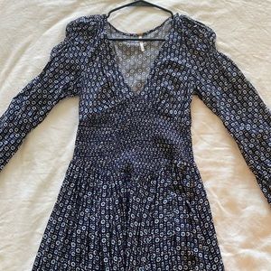 Free People Blue Printed Midi Dress